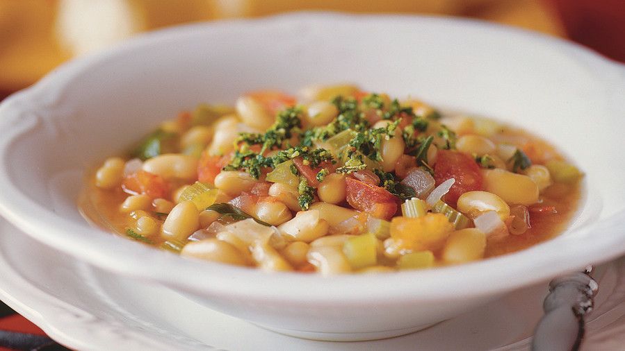 حساء Recipes: White Bean Soup with Gremolata
