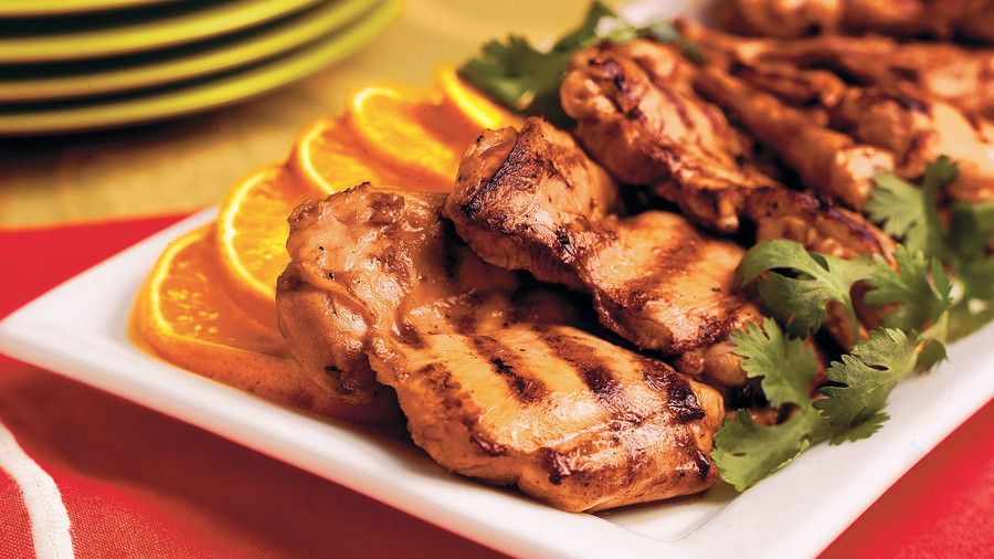 Naranja-jengibre Grilled Chicken Thighs