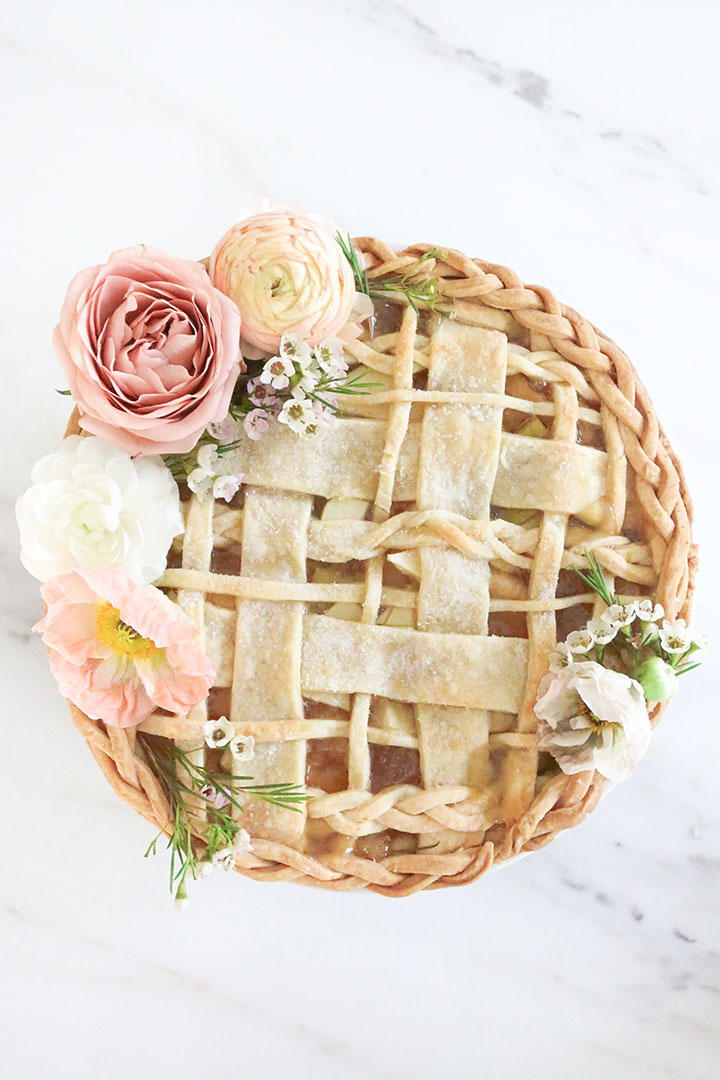 Formal Wedding Pie with Flowers and Lattice Detail