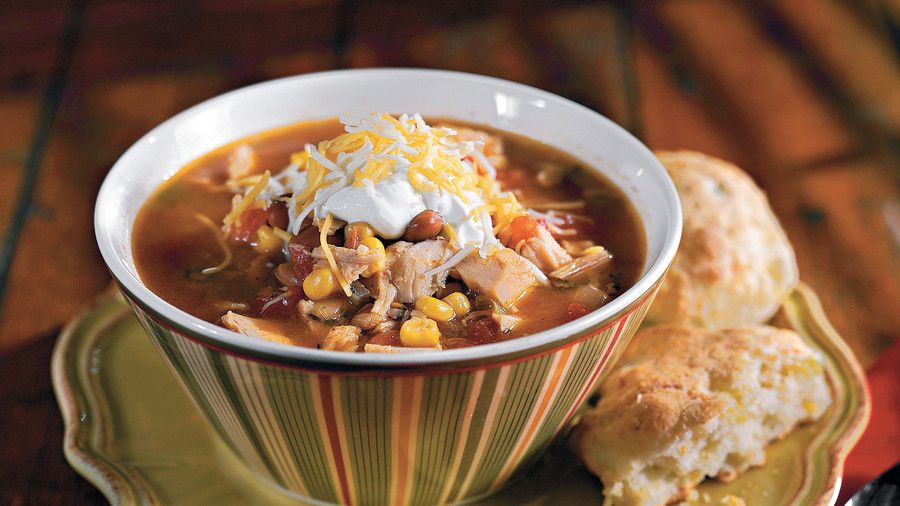 Thanksgiving Menus: Fiesta Turkey Soup With Green Chili Biscuits Recipes