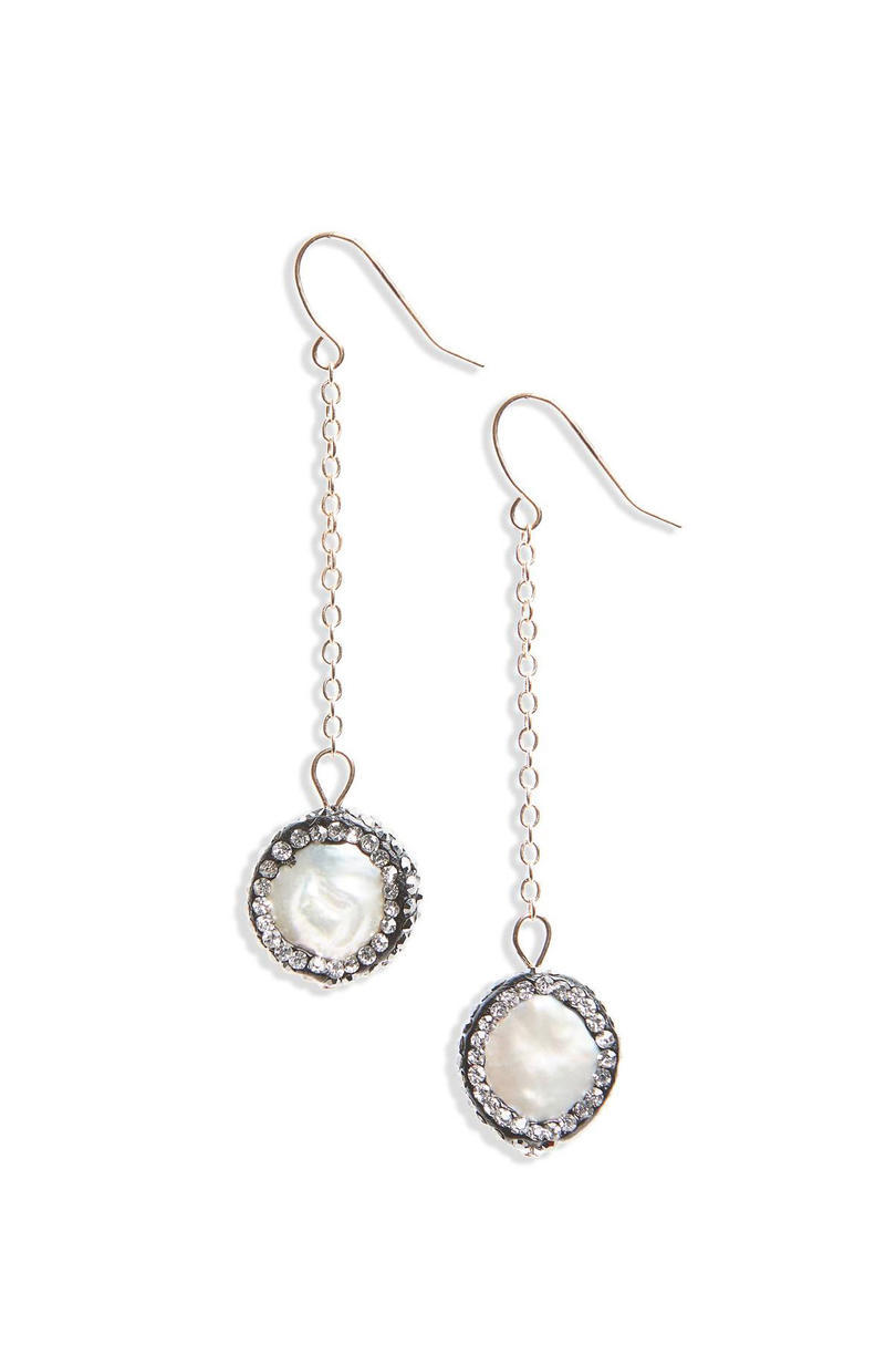 ترياق Freshwater Pearl & Crystal Drop Earrings