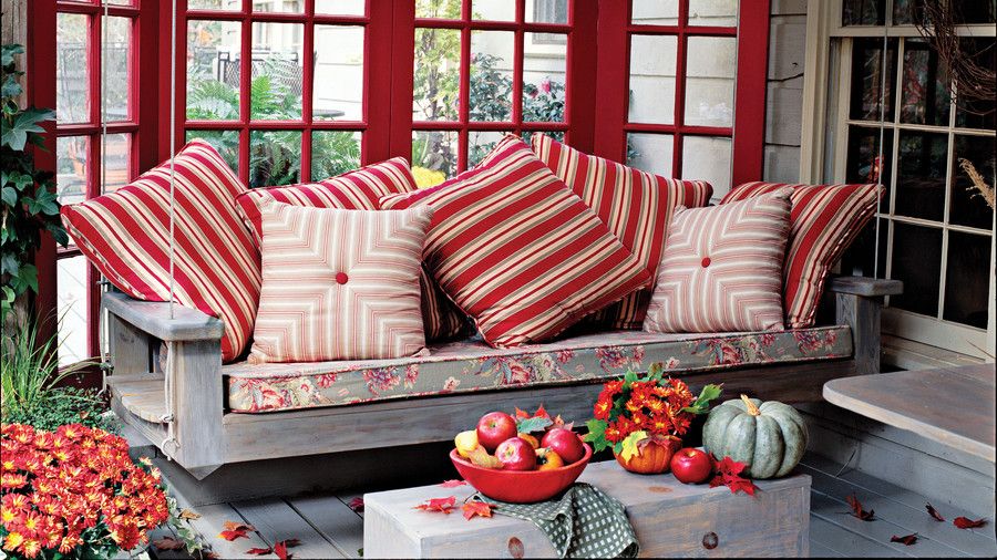 Bright Red Porch Swing