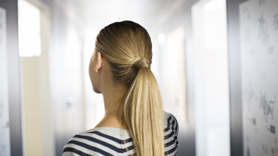 Blond Woman with Hair in a Ponytail