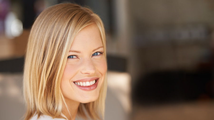 Blond Woman with Lob Haircut