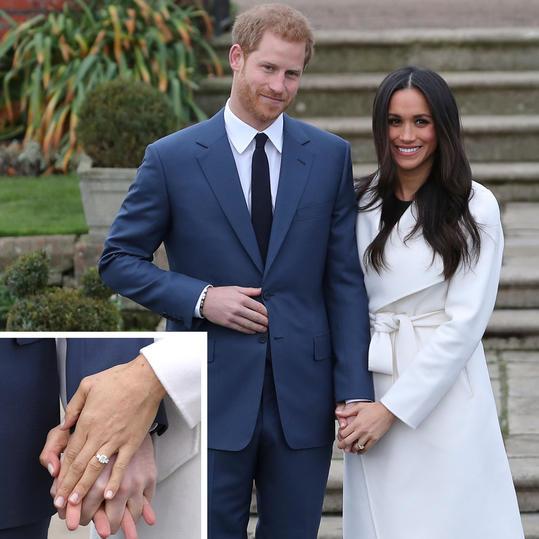princ Harry and Meghan Markle with Detail Shot of Engagement Ring