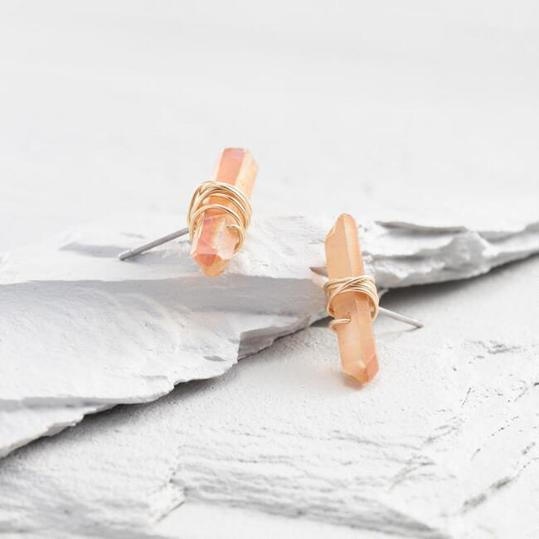 الملفوفة الذهب Crystal Stud Earrings