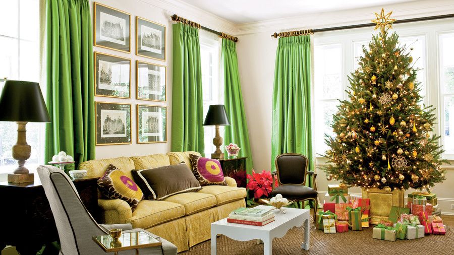 Sarah Tuttle Living Room Decorated for Christmas