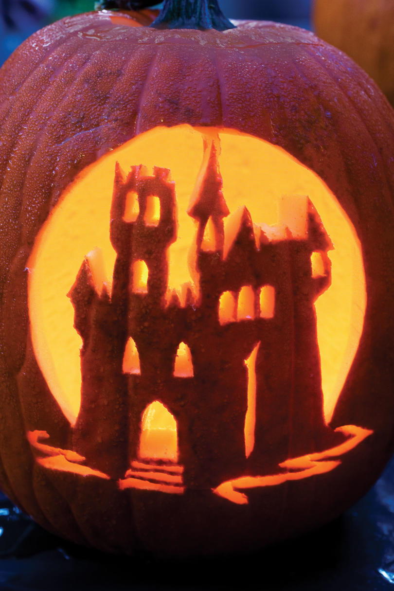 幽霊の Castle Halloween Pumpkins