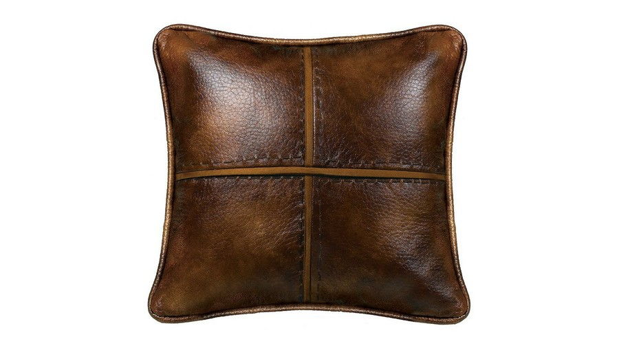 хълм Country Faux-Leather Square Fall Throw Pillow