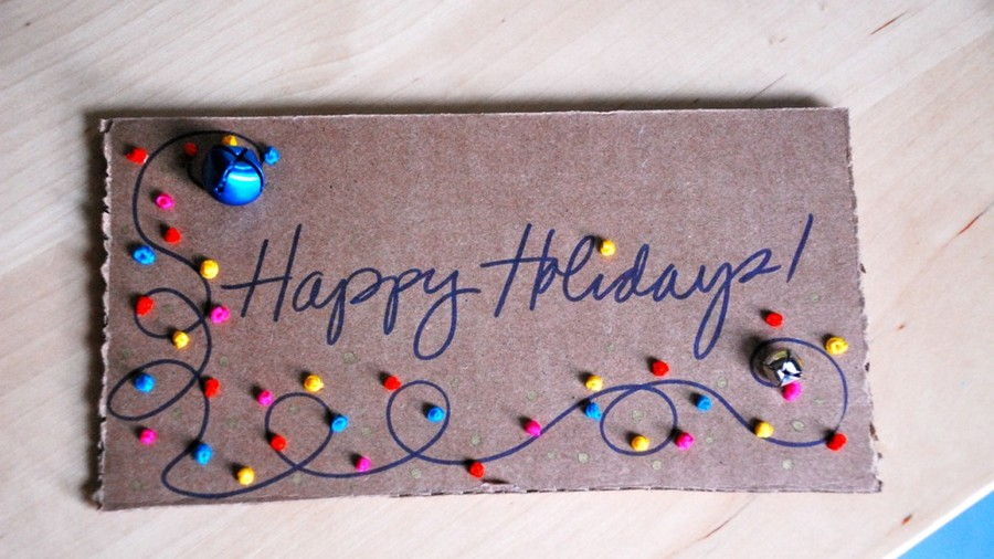 stitched Christmas Lights Card