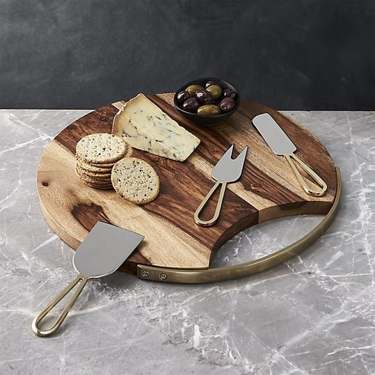 Ost Board and Gold Cheese Knives Set