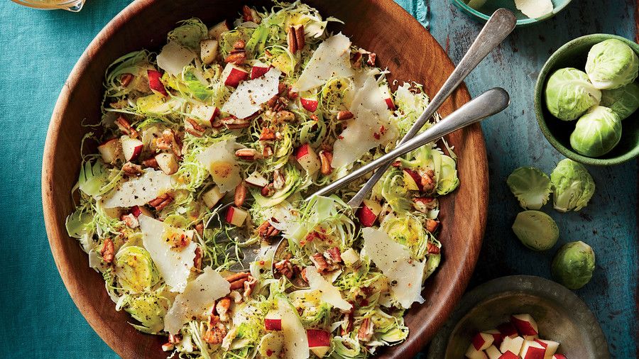 Bruselas Sprout Slaw with Apples and Pecans