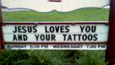 Kirke Signs So Funny It Might Be A Sin Jesus Loves You And Your Tattoos