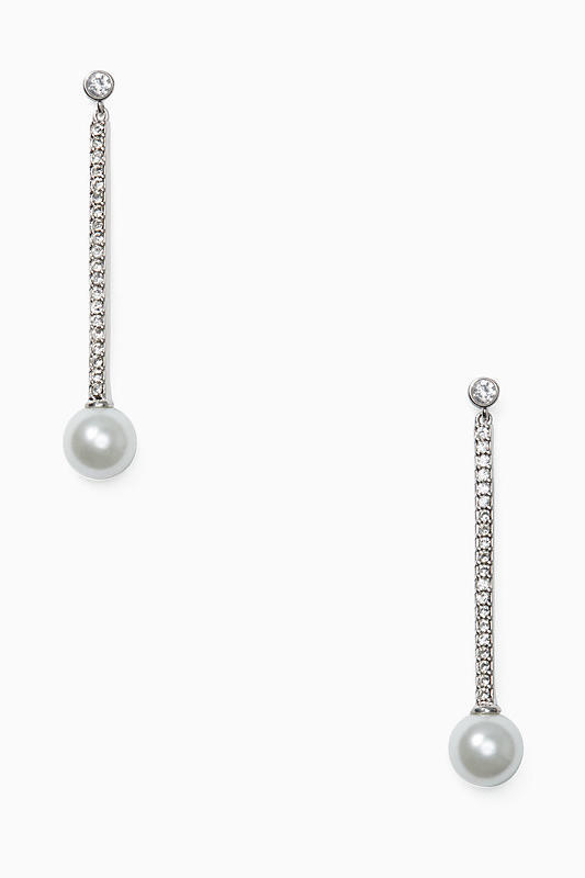 скъпоценен Pearls Linear Earrings