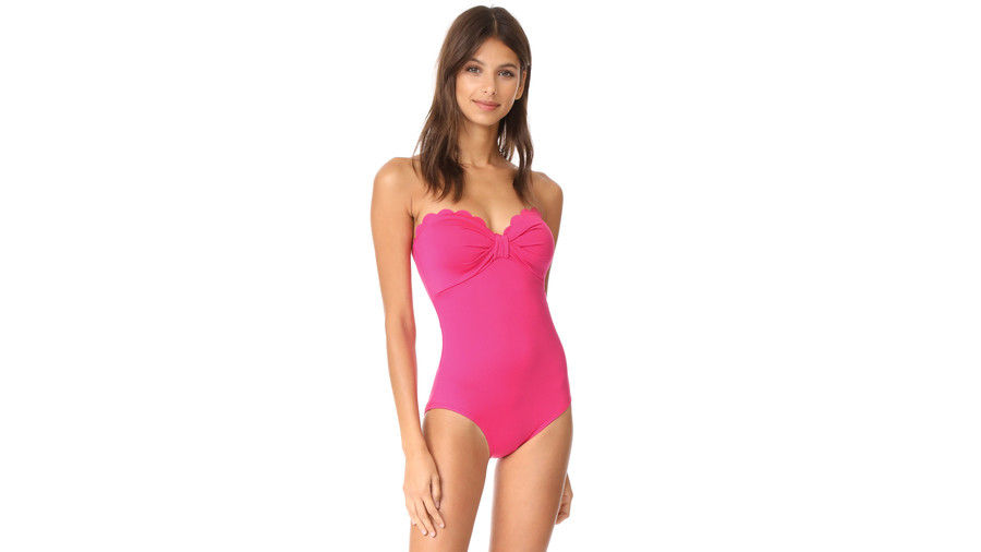 Кейт Spade New York Scalloped Bandeau One Piece in Tagine Pink 