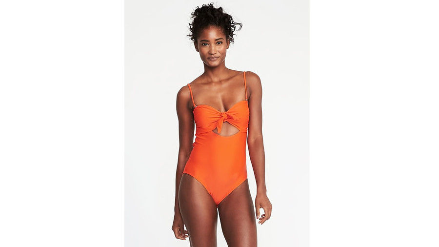 Възел-Предна Swimsuit in Orange You Glad