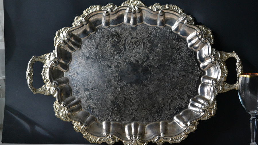 Grande Silver Plate Footed Serving Tray