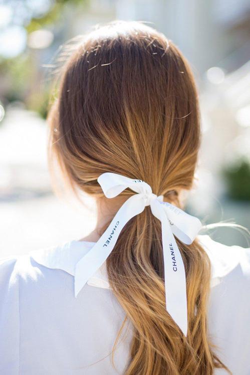 Lav Ponytail with Ribbon