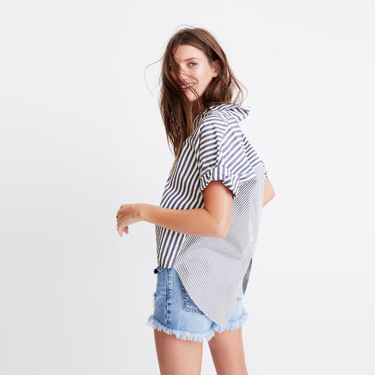 Madewell Courier Button-Back Shirt in Stripe Mix