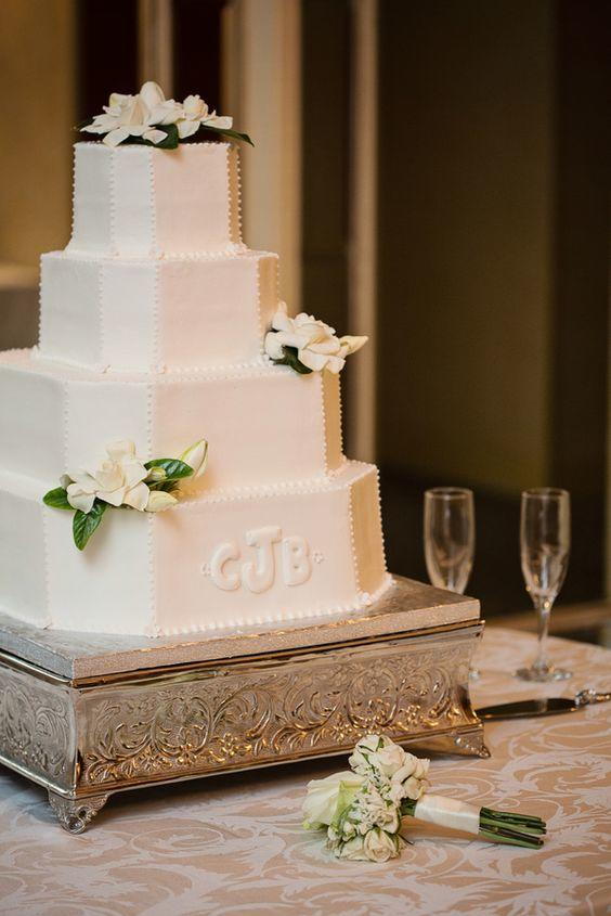 Gardenia and White Wedding Cake
