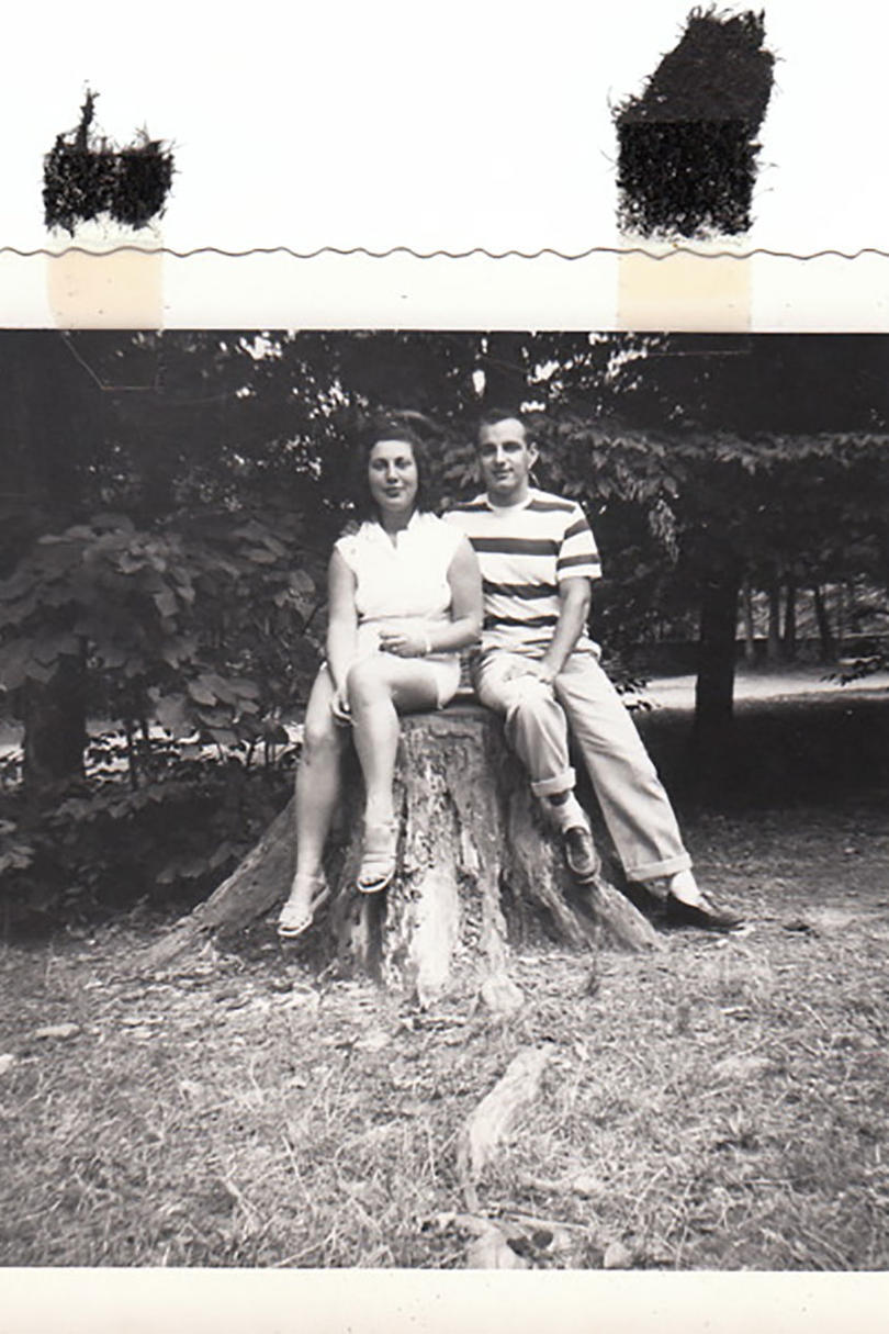 Jiří and Alberta Jobczynski Sitting on Tree Stump