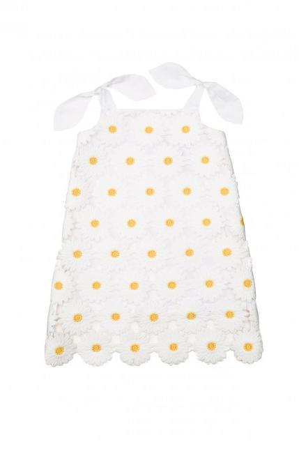 Mest Adorable Flower Girl Dresses MILLY Minis White and Yellow Daisy Embroidered Dress