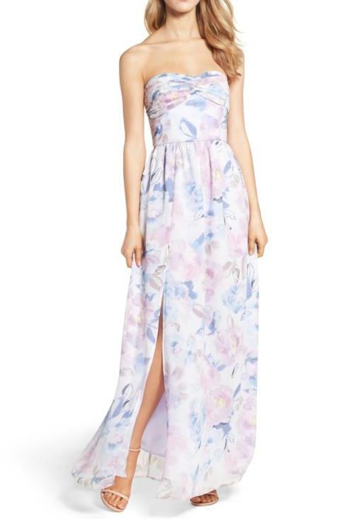 Nordstrom Floral Strapless Gown