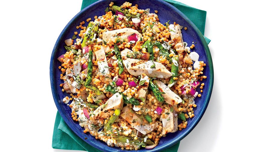 grillet Chicken and Toasted Couscous Salad with Lemon-Buttermilk Dressing