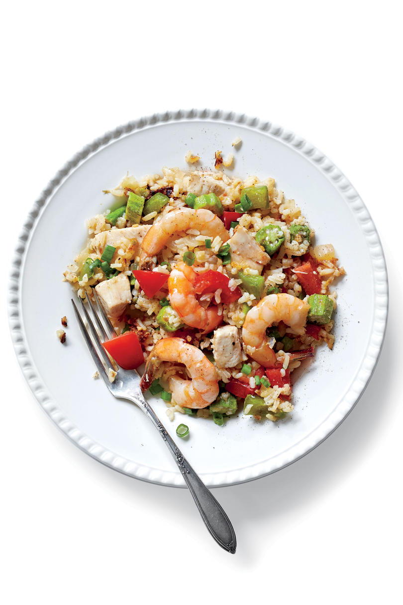 Skillet Rice with Shrimp and Chicken