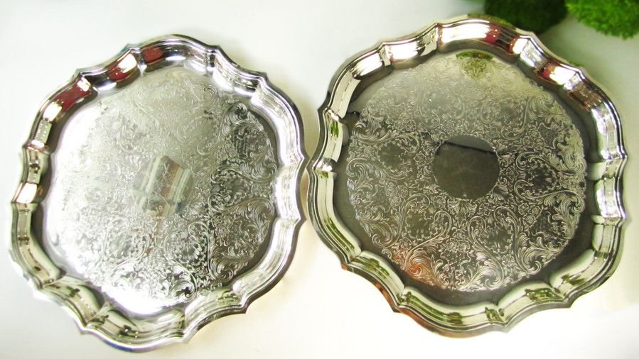 Oneida Silver Plate Round Serving Trays