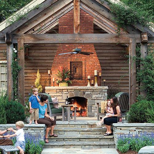Garáž Addition Outdoor Fireplace 