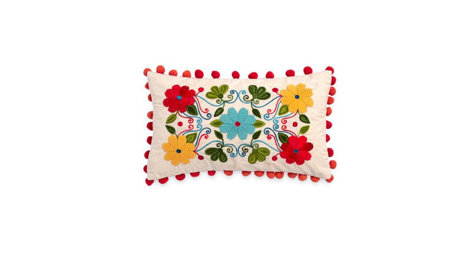 Floral Embroidery Decorative Pillow