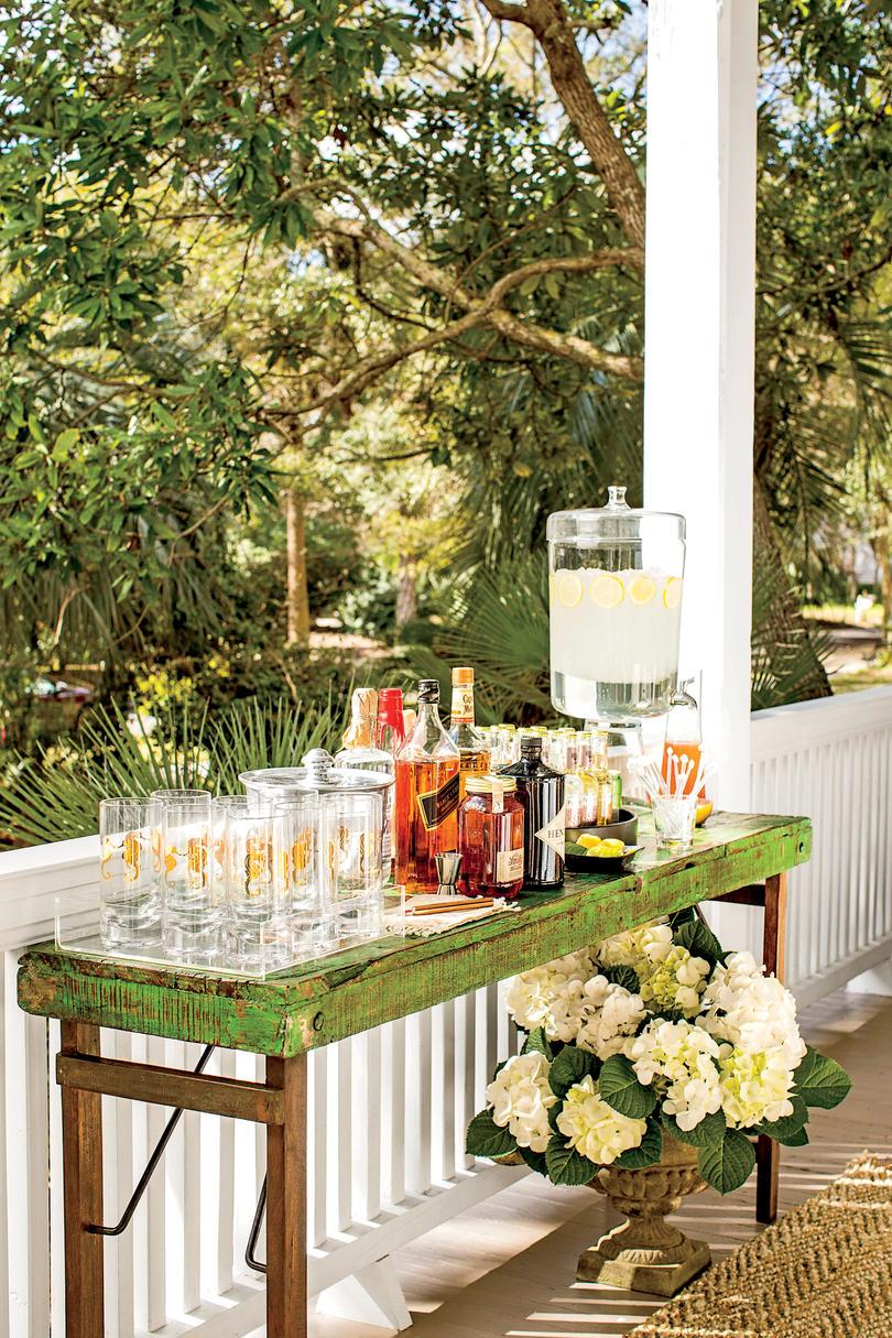 Conjunto up a drink station with a signature cocktail—in batch form. 