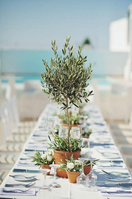 Potted Plant Wedding Tablescape