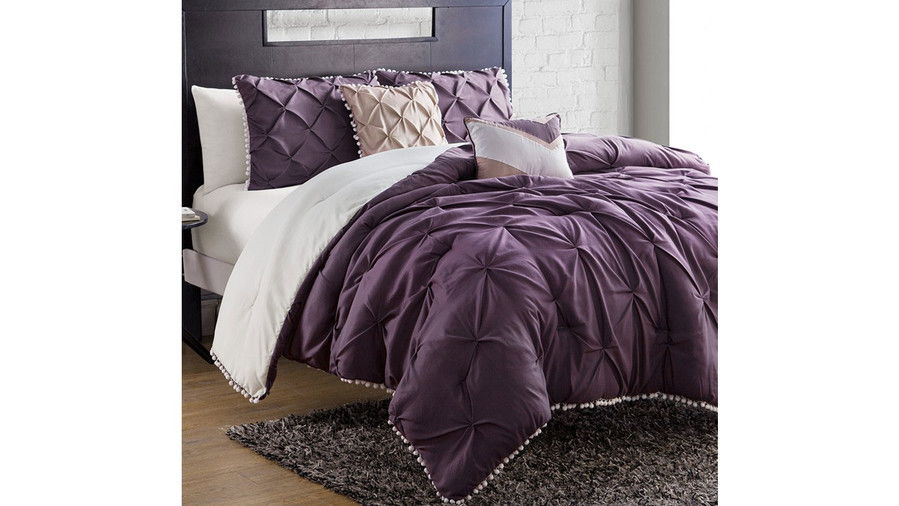 Púrpura Pom Pom Comforter