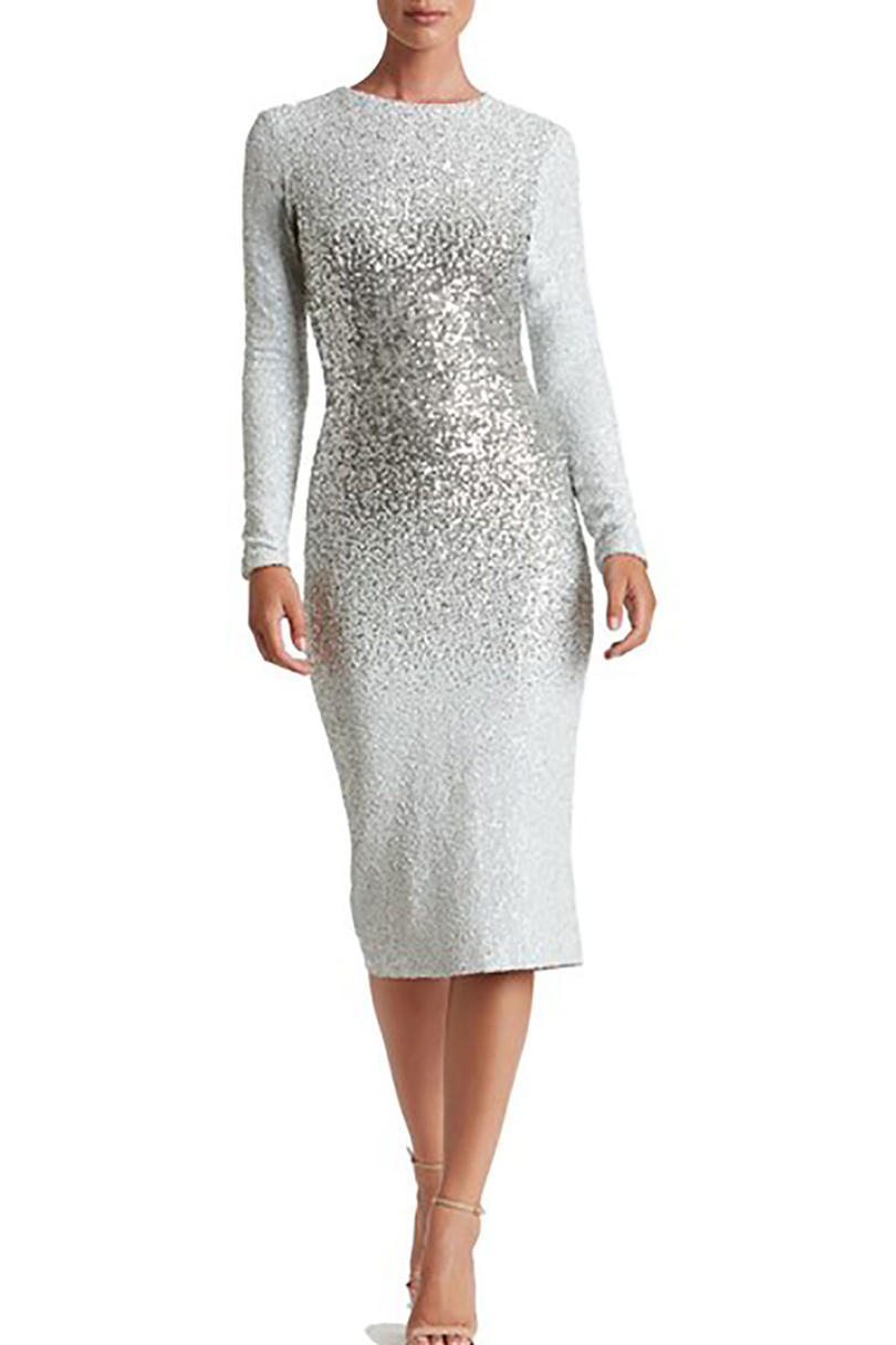 Lentejuela Silver Midi Dress