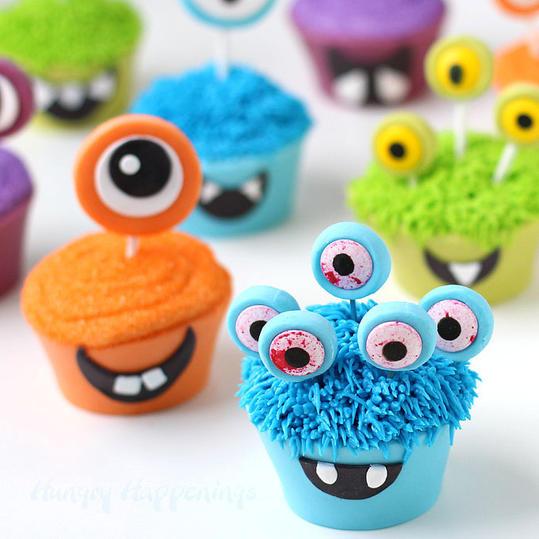Smilende Monster Cupcakes