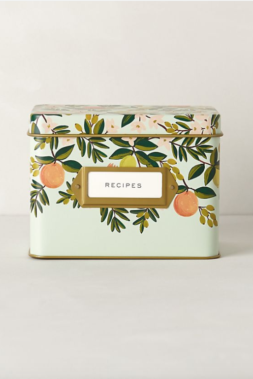 Til Hostess Gifts/Thank-You’s: Citrus Floral Printed Recipe Tin