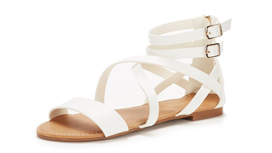 Blanco Strappy Flat Sandals
