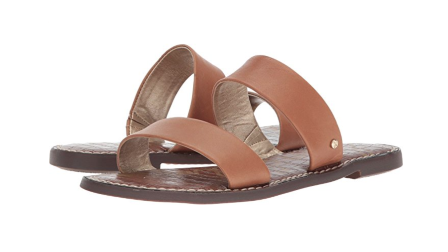 Doble Strap Leather Slide Sandals