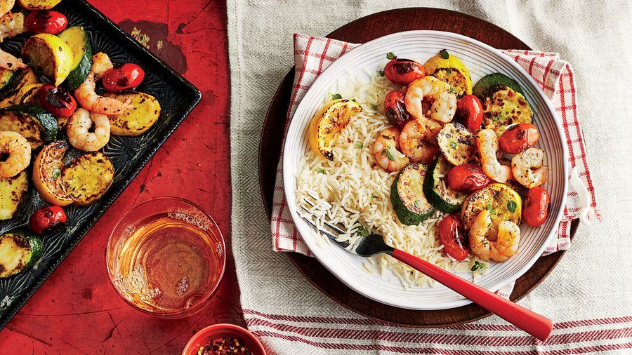 ورقة Pan Shrimp and Vegetables with Rice