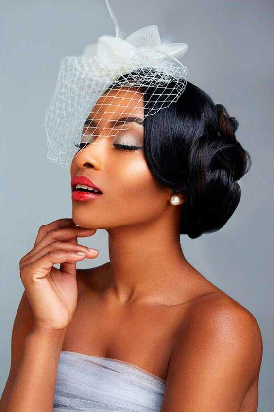 Side Chignon with Birdcage Veil