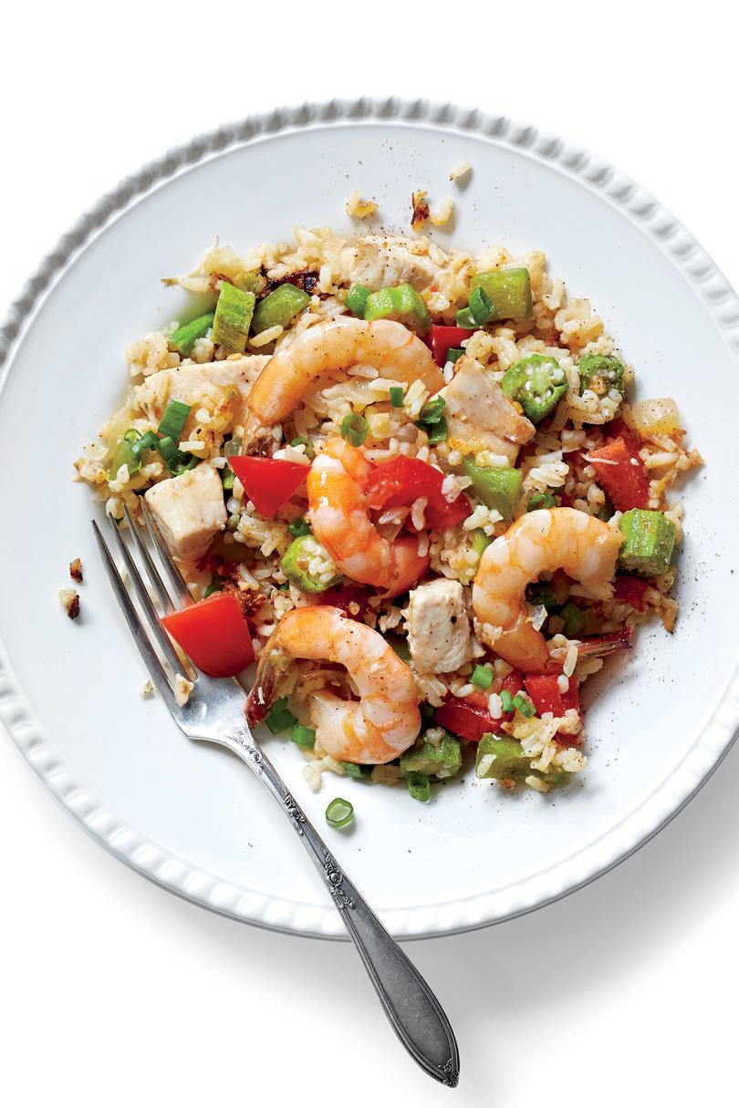 Skillet Rice with Shrimp and Chicken