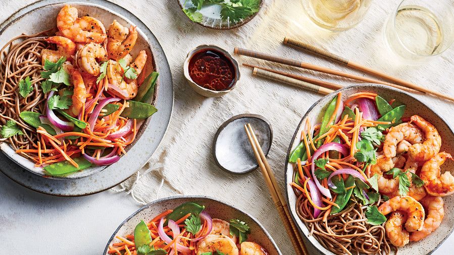 سوبا Noodle-and-Shrimp Bowls