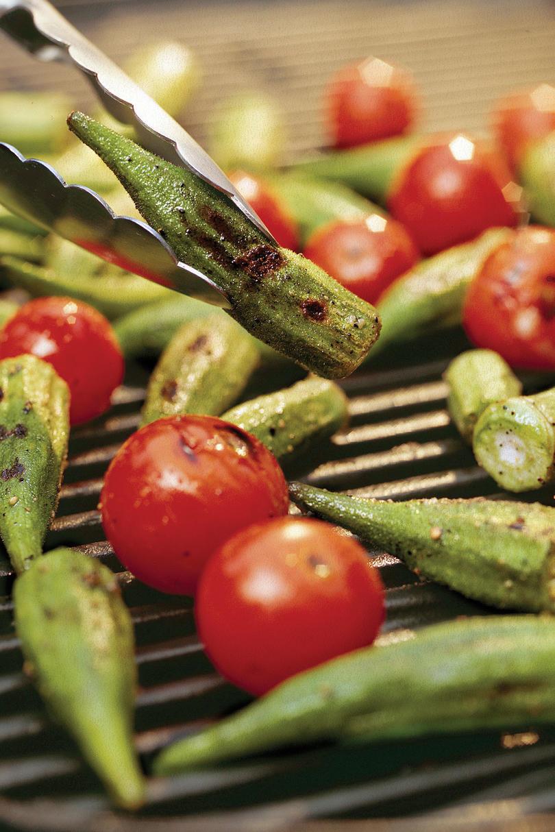 رابع of July Recipes: Grilled Okra and Tomatoes