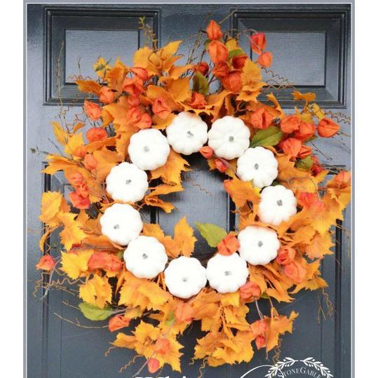 أبيض Pumpkin Wreath