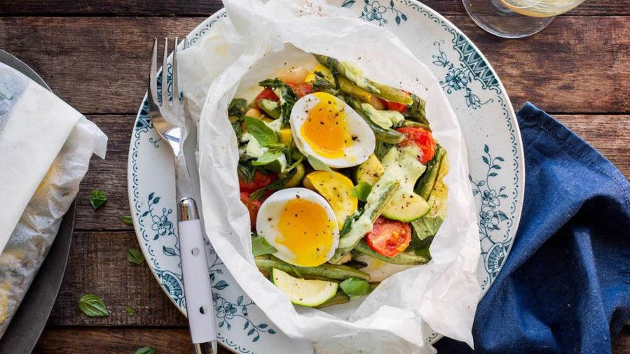 Verano Vegetables with Soft-Cooked Eggs