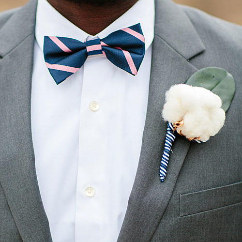 Azul marino-rosa-rayas Bow Tie