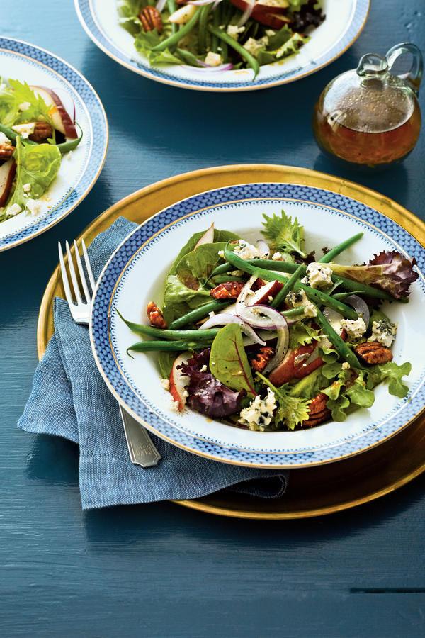 Thanksgiving Salad Pear and Green bean Salad with Sorghum Vinaigrette