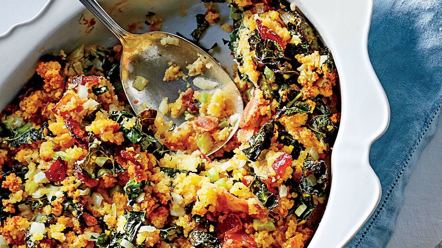 Cornbread Dressing with Kale and Bacon